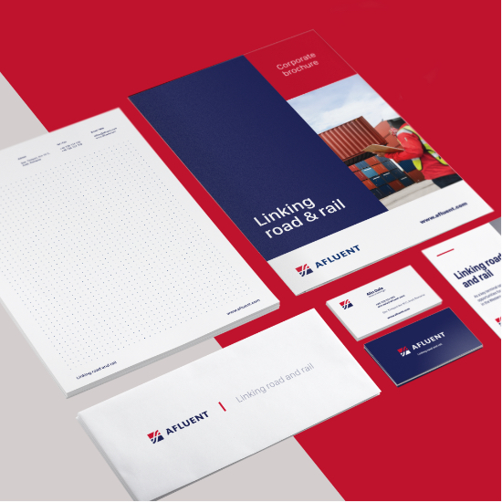 Branded corporate stationery for Afluent.