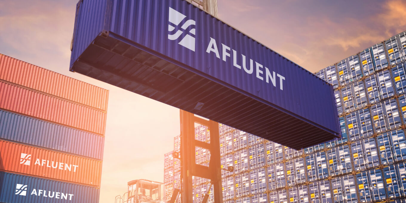 Afluent logo design representing sustainability and innovation.