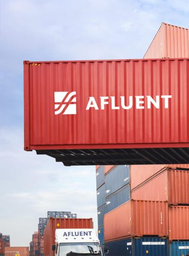 Afluent logo design representing sustainability and innovation.