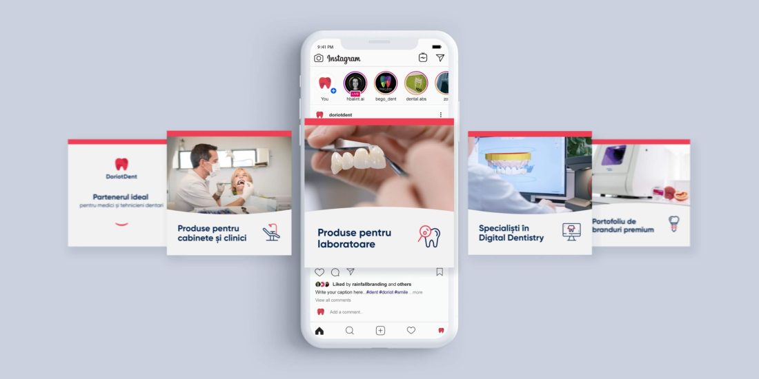 Collage of Doriot Dent branding across web and print platforms.