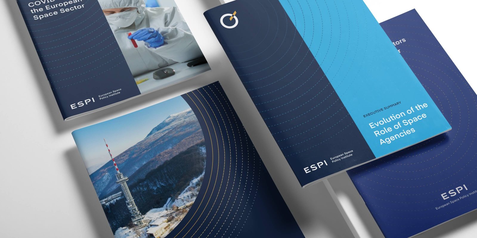 Branded stationery for ESPI including business cards, letterheads, and envelopes.