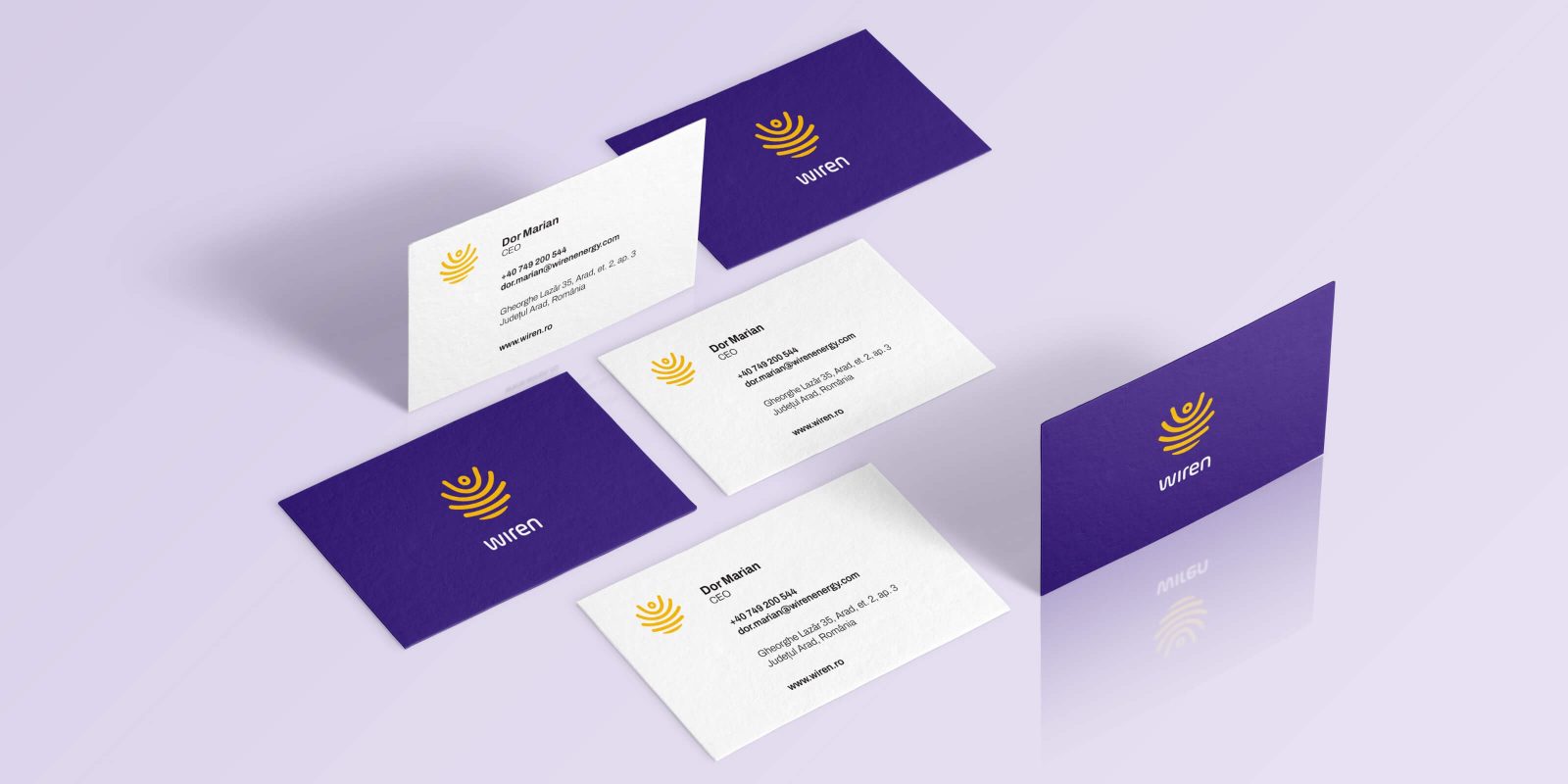 Wiren-branded corporate stationery set.