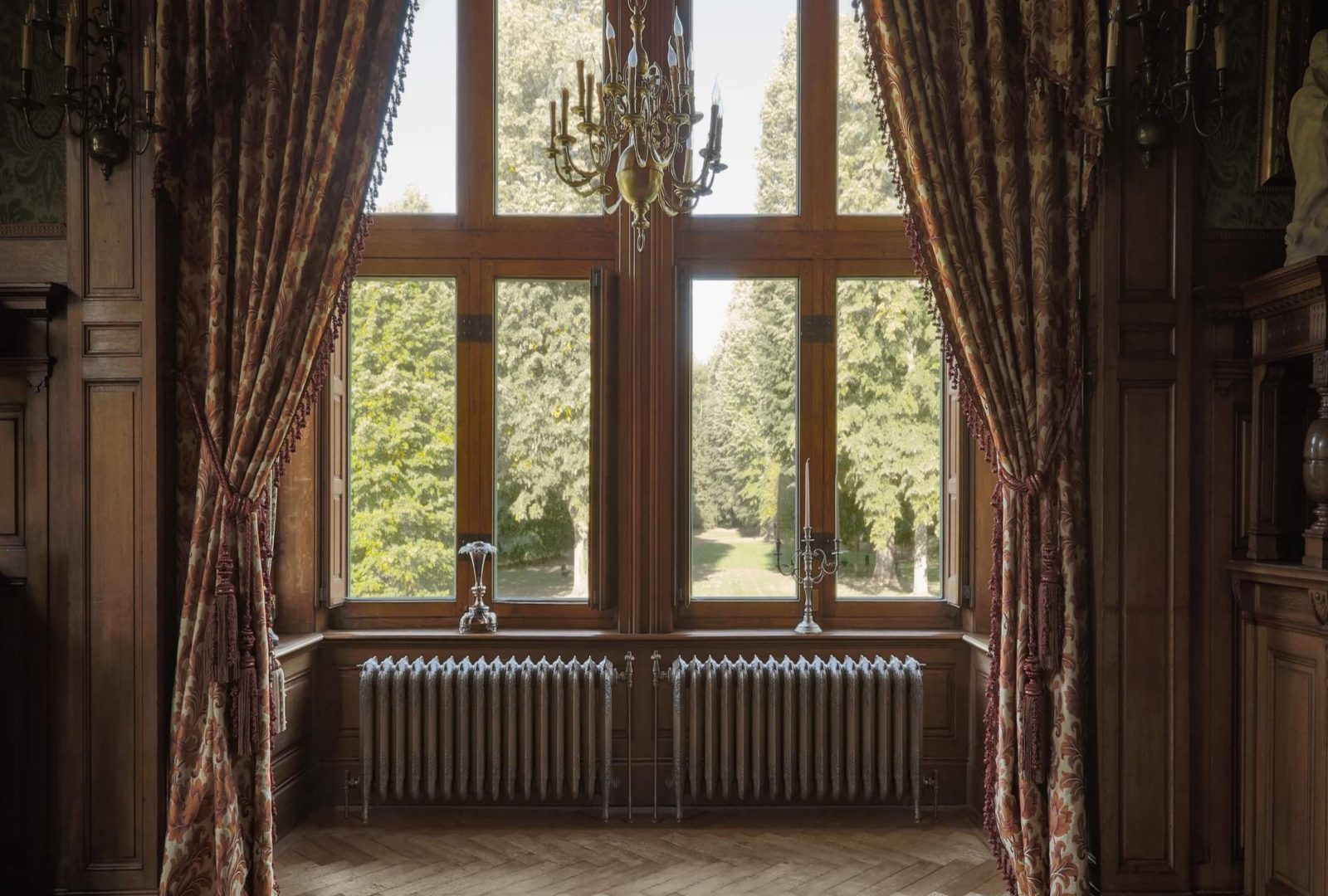Lifestyle photo of vintage radiator in a home setting.