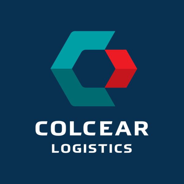 Colcear Logistics logo design with modern trucking symbol.