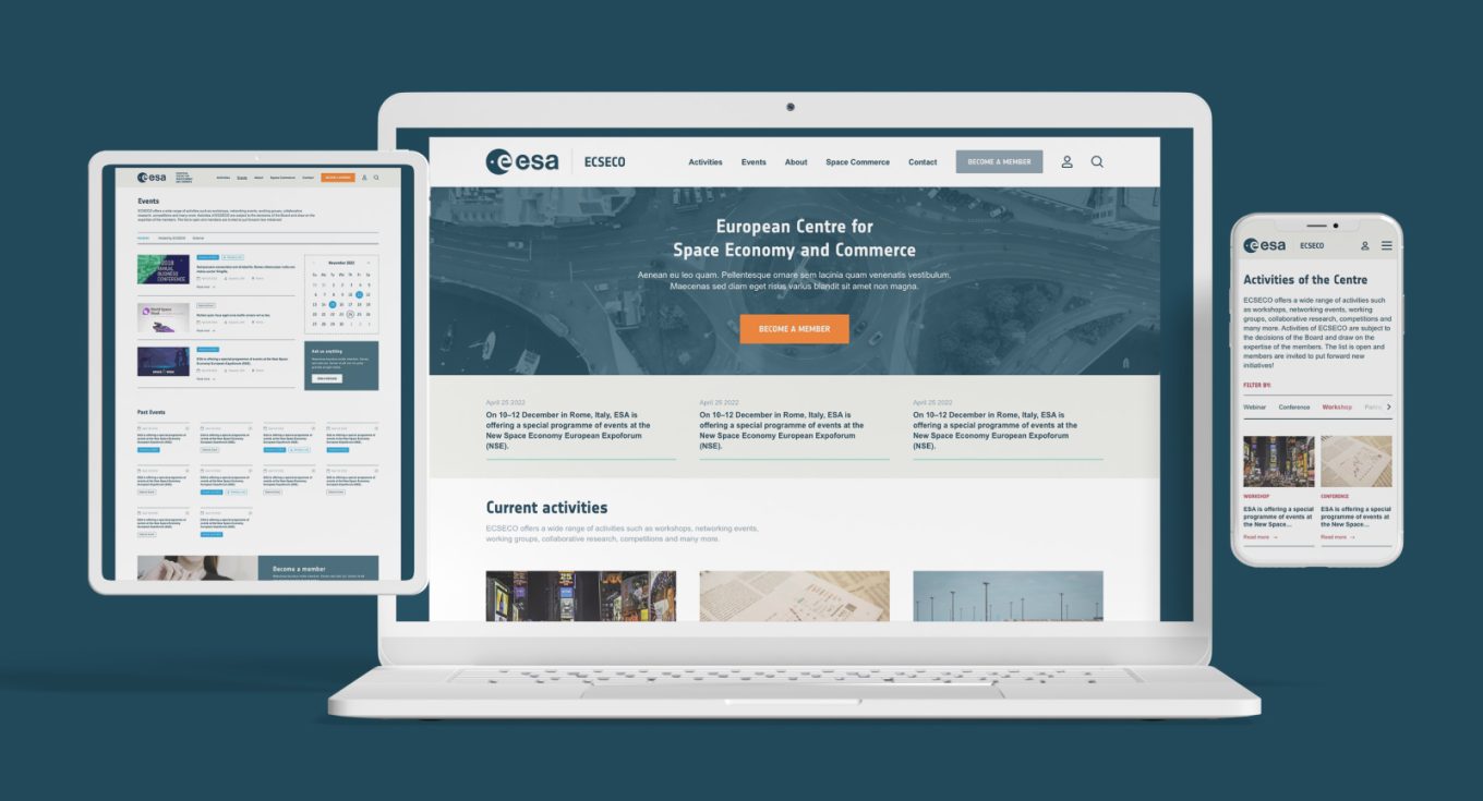 Responsive ECSECO web design shown on multiple devices.