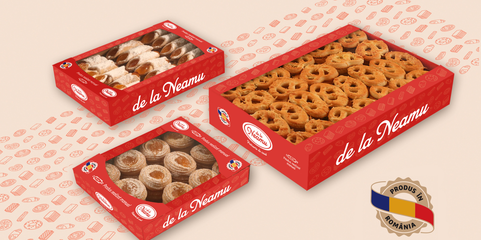 Updated packaging design for De la Neamu pretzels.