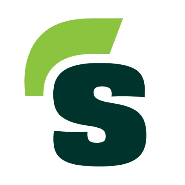 Modernized Spartan logo without the helmet symbol.