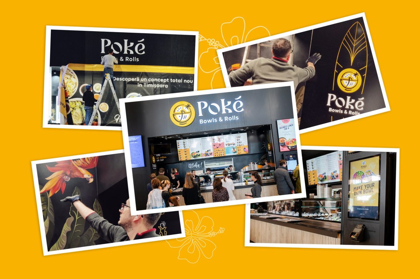 Lifestyle image of customers enjoying Poké meals in the restaurant.