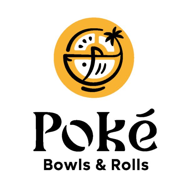 Poké logo design with colorful, fresh style inspired by Hawaiian cuisine.
