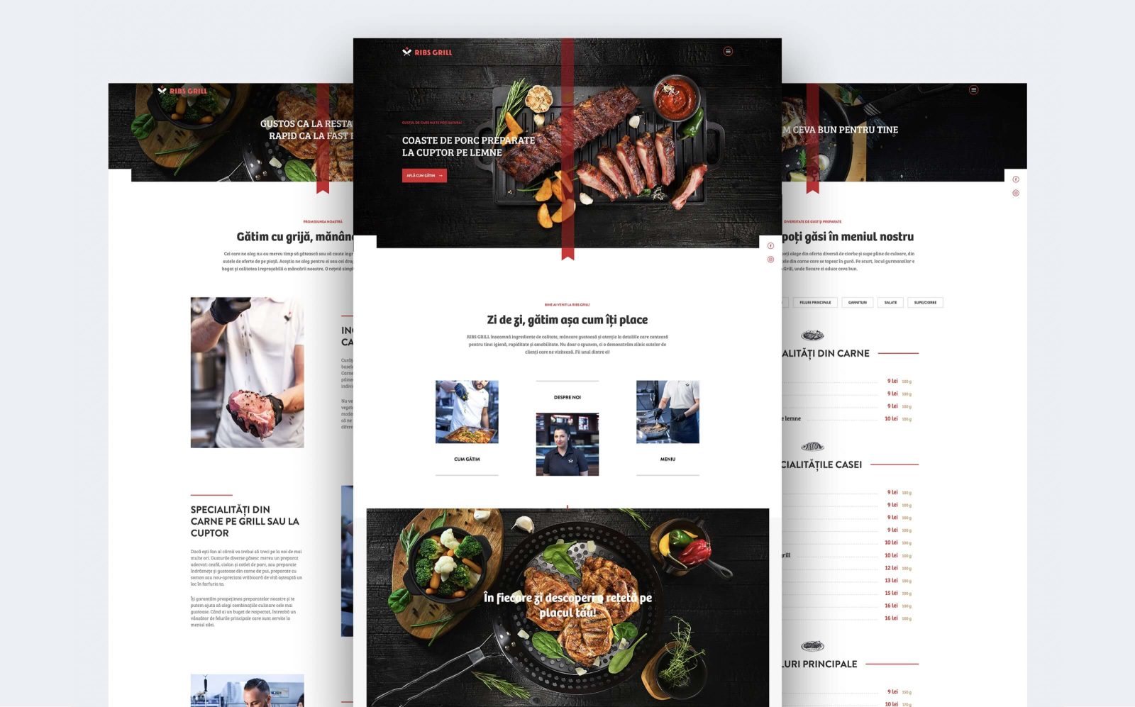 Ribs Grill website homepage promoting fresh ingredients.