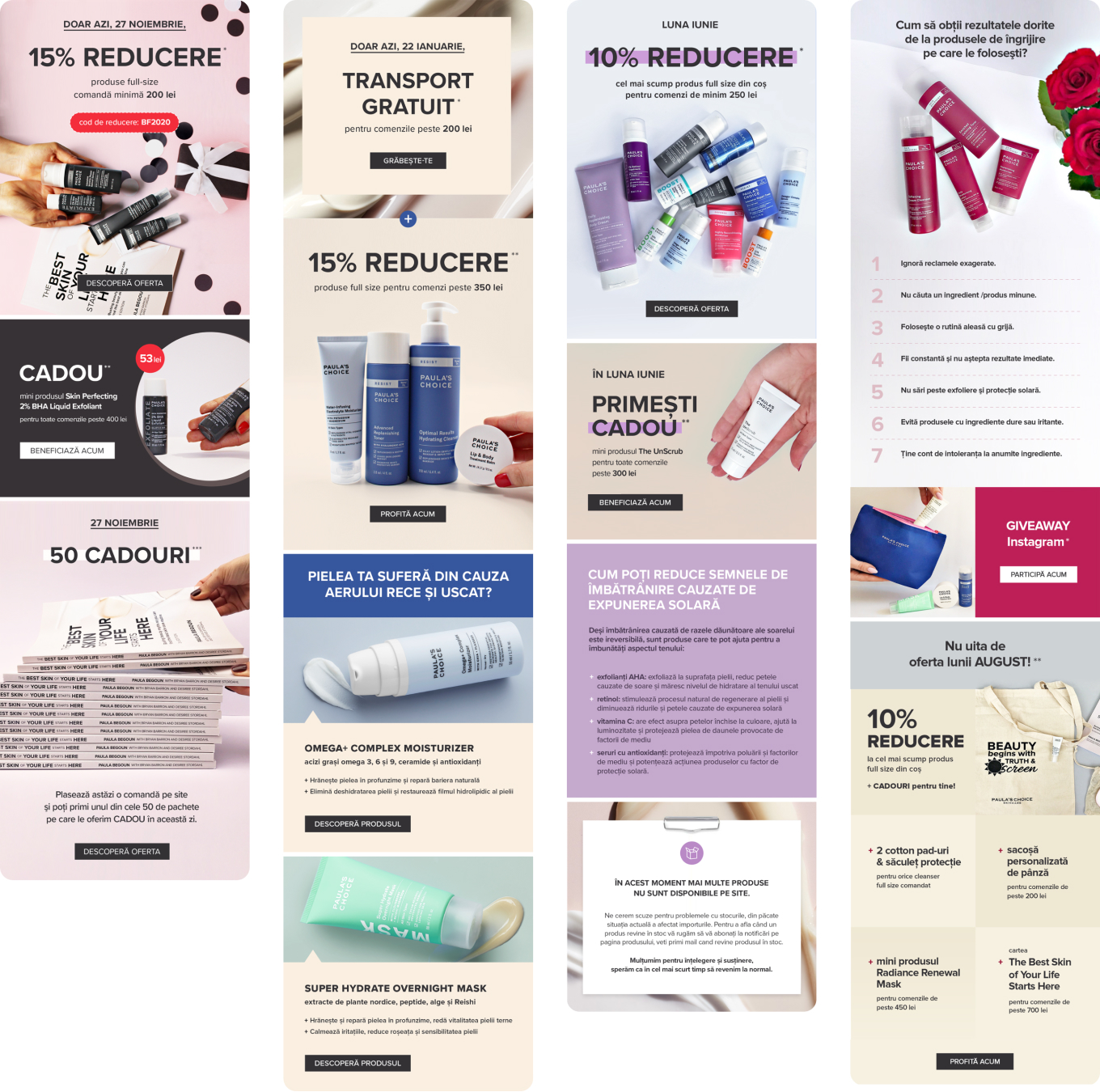 Mobile view of Paula’s Choice Performance Max campaign page.