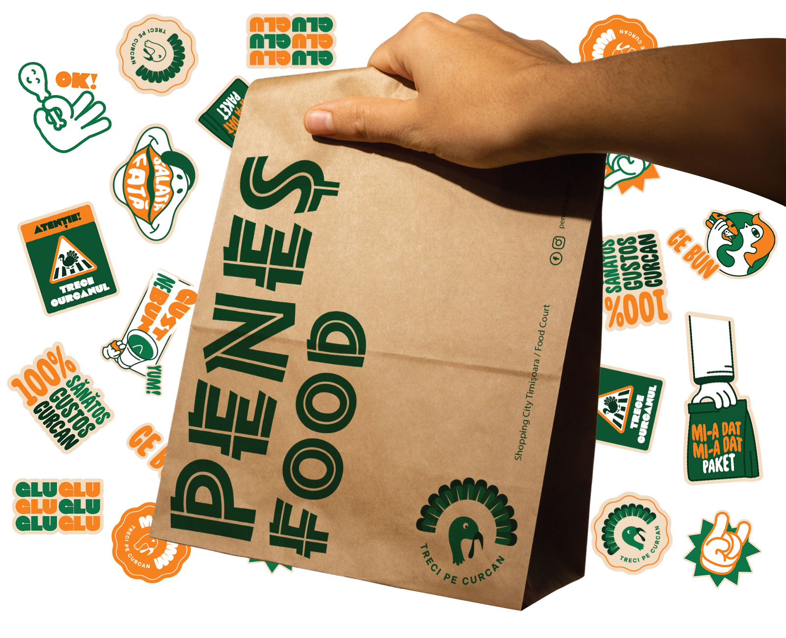 Peneș Food branding on delivery packaging.