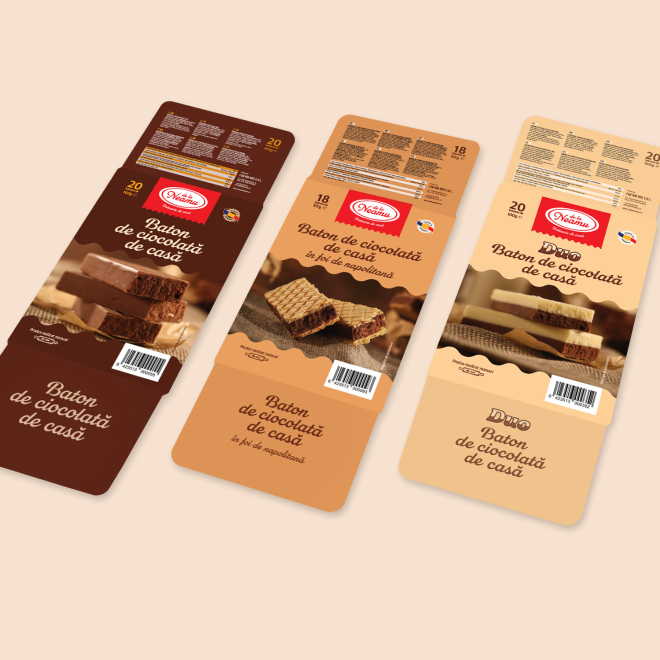 Branding applied to chocolate bar wrappers.