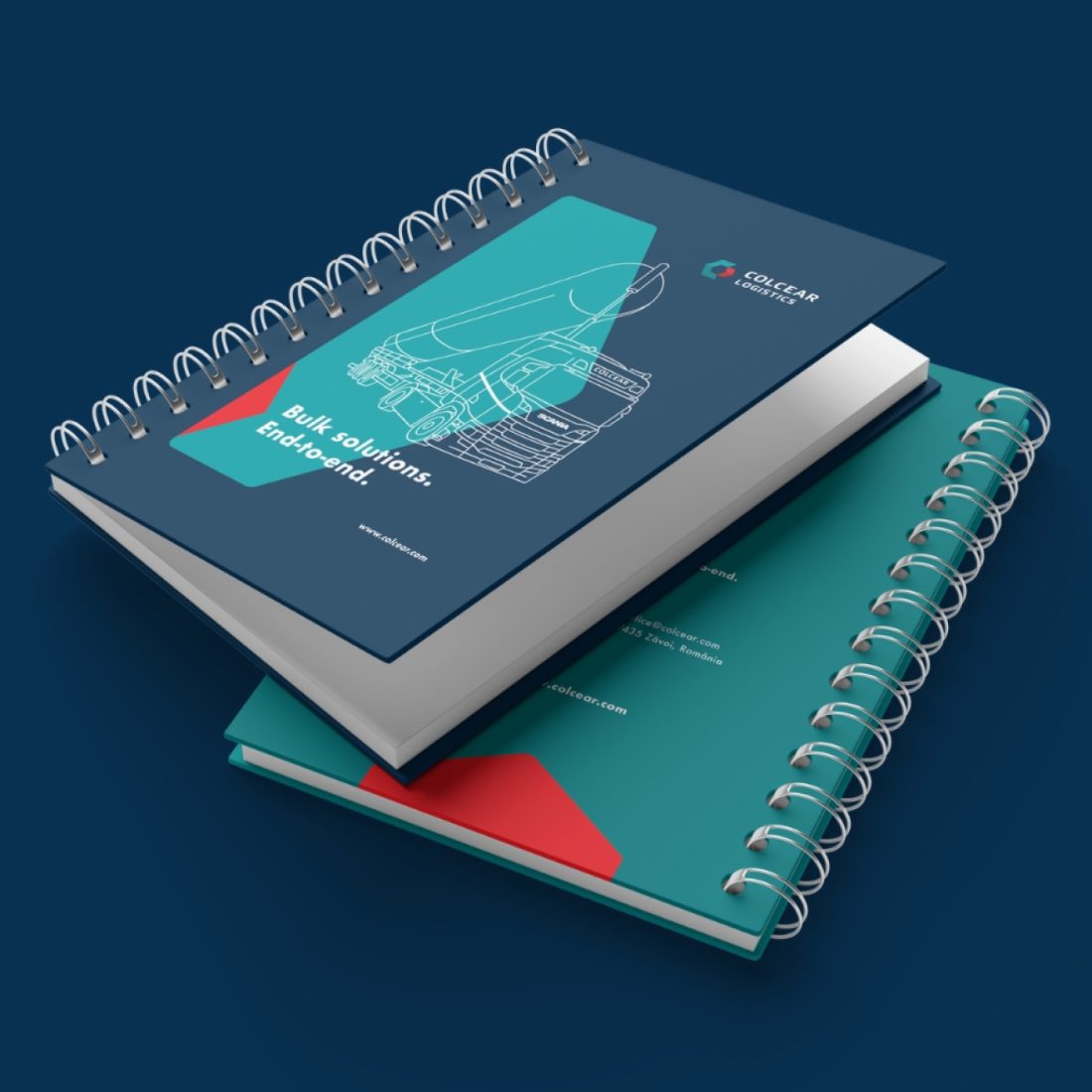 Corporate stationery set for Colcear Logistics.