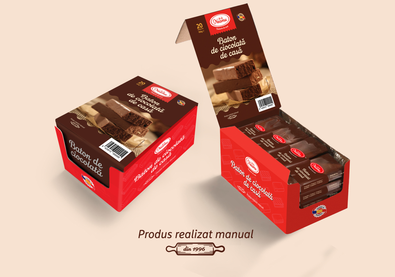 Branding applied to chocolate bar wrappers.