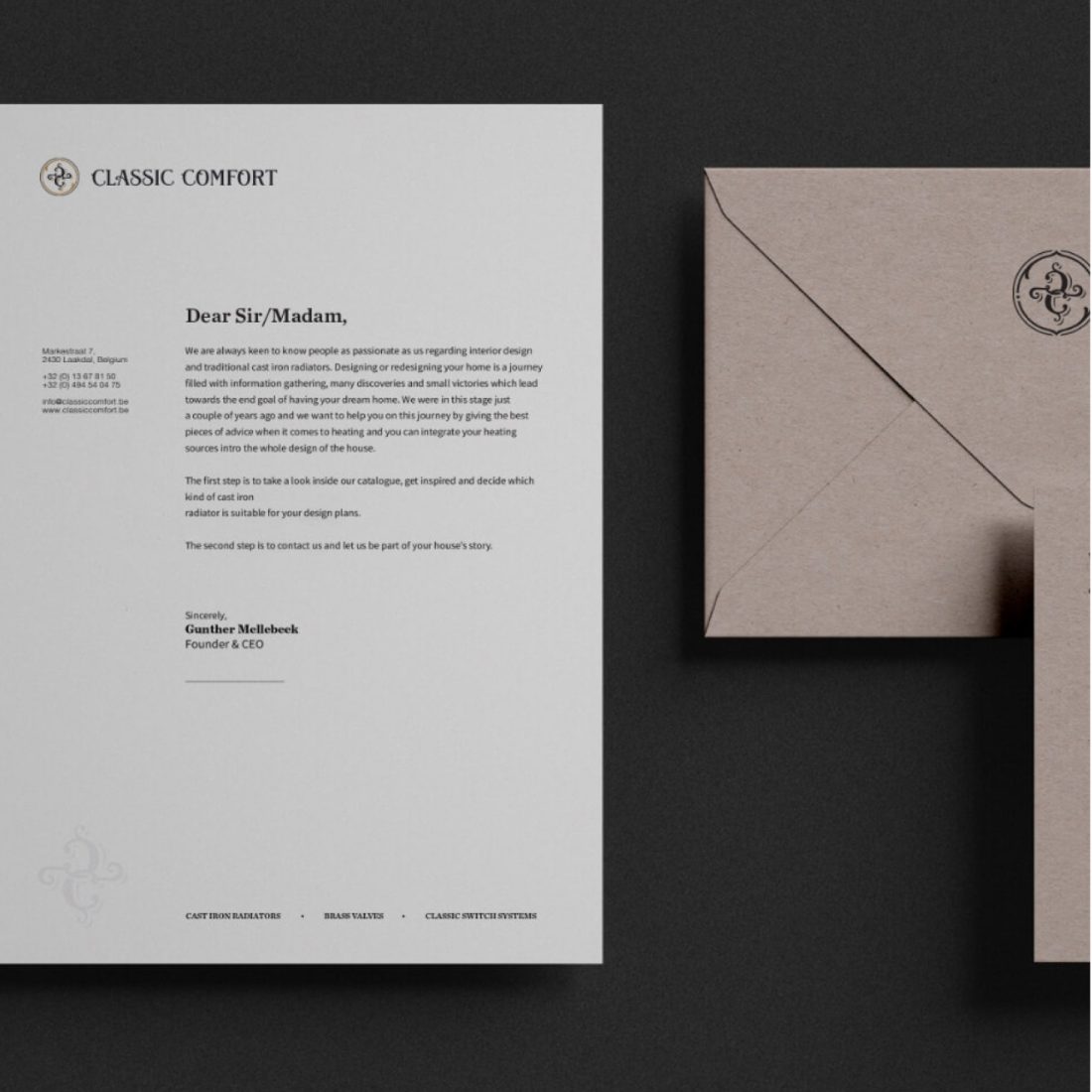 Branded Classic Comfort brochure and printed materials.