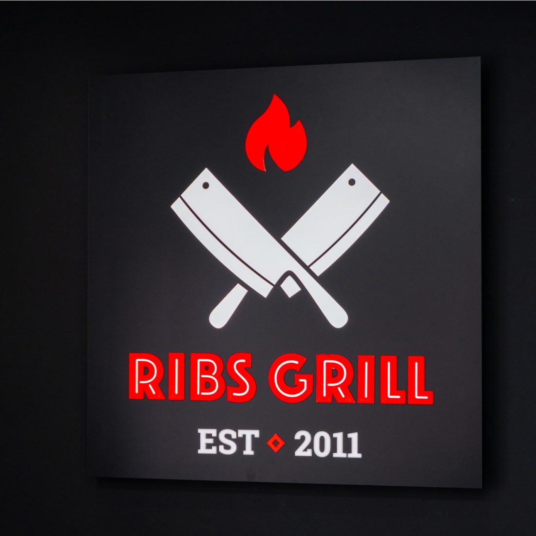 New Ribs Grill logo design with vintage BBQ aesthetic.