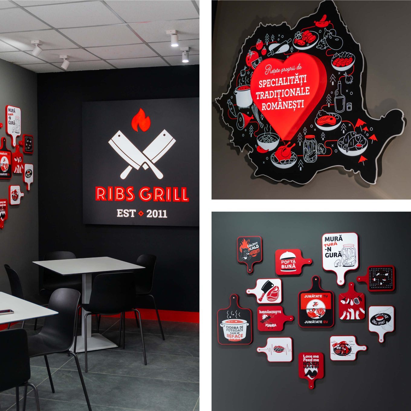 Restaurant interior with new brand identity elements.