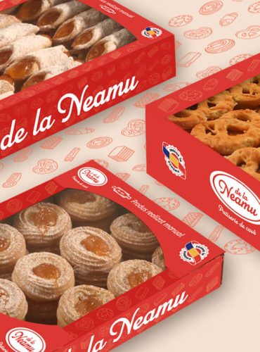 Updated packaging design for De la Neamu pretzels.