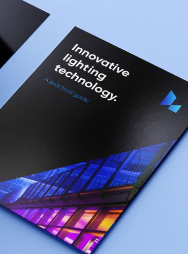 Brochure design highlighting Visioluce lighting projects.
