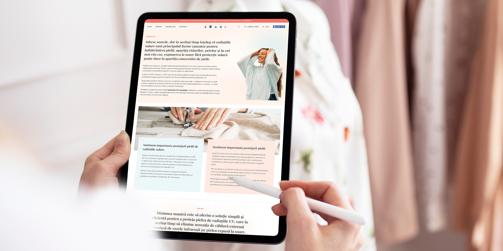 Website blog page educating consumers on UV protection.