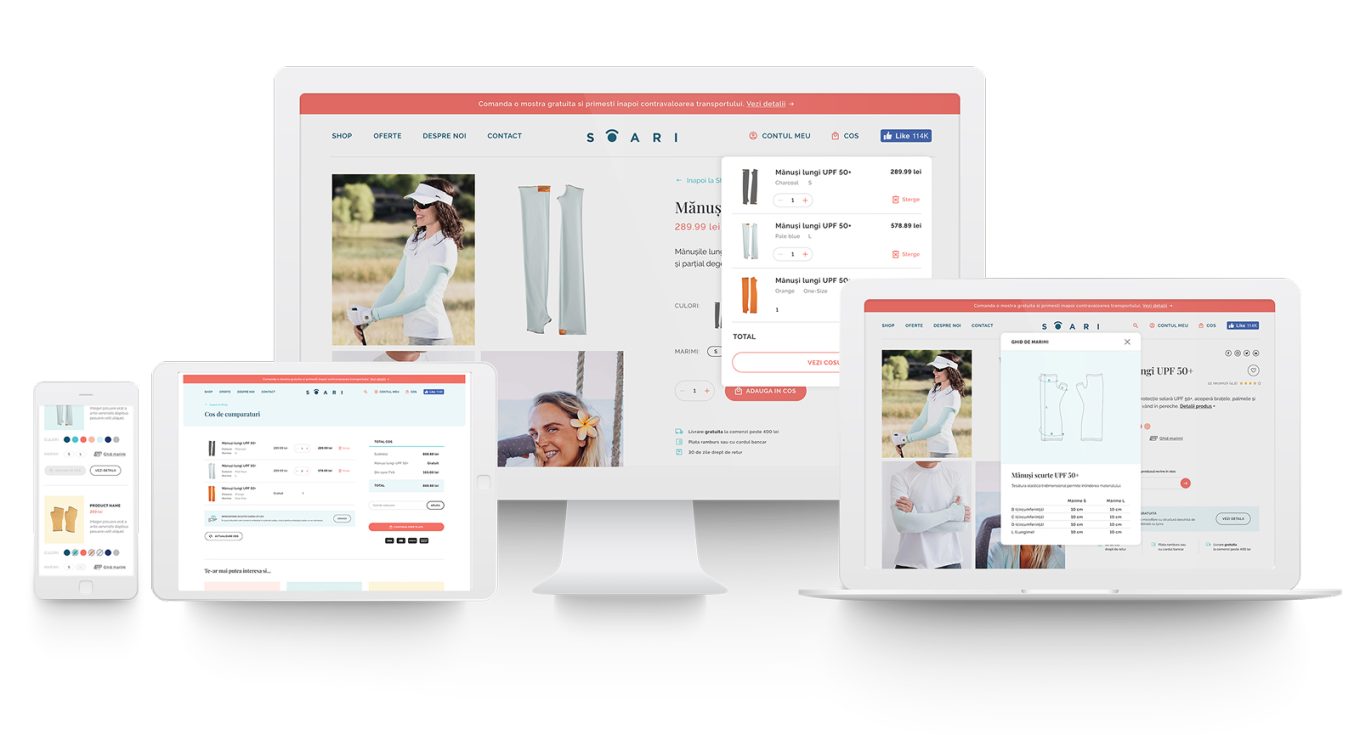 Homepage design for Soari sun-protective clothing e-commerce store.