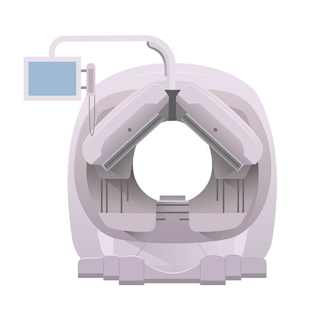 Close-up of diagnostic imaging scanner control panel.