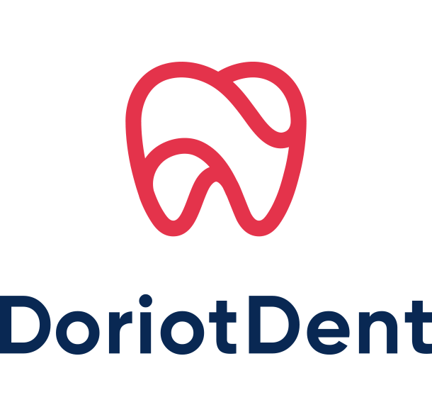 Logo design for Doriot Dent, awarded in LogoLounge 13 for its clever dental equipment brand identity.