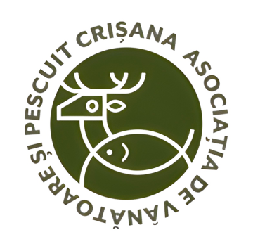 Logo design for AVP Crisana, awarded in LogoLounge 8 for nature-inspired fishing and hunting association branding.