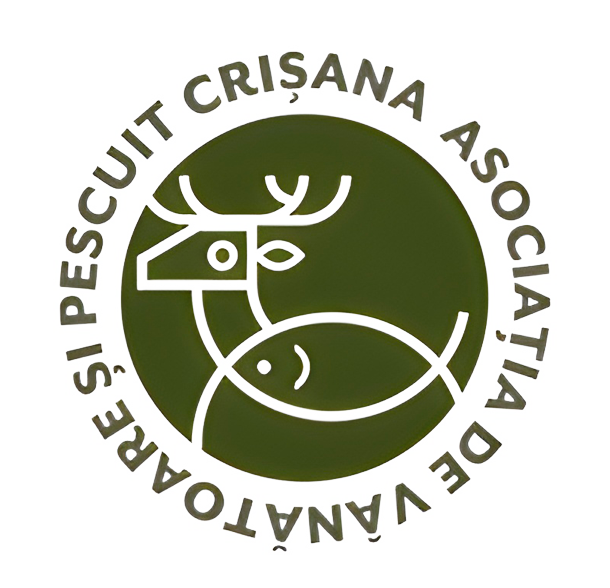 Logo design for AVP Crisana, awarded in LogoLounge 8 for nature-inspired fishing and hunting association branding.