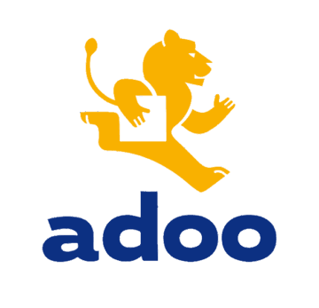 Logo design for Adoo, featured in LogoLounge Book 13, brand identity for a food delivery service.