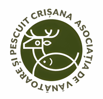 Logo design for AVP Crisana, awarded in LogoLounge 8 for nature-inspired fishing and hunting association branding.