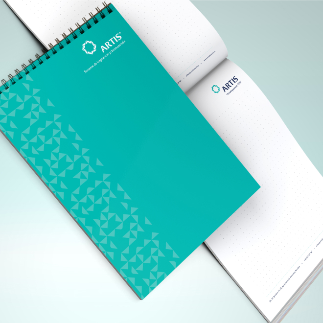 Corporate design examples created by Rainfall, a branding agency from Arad, for Artis Bio Tech.