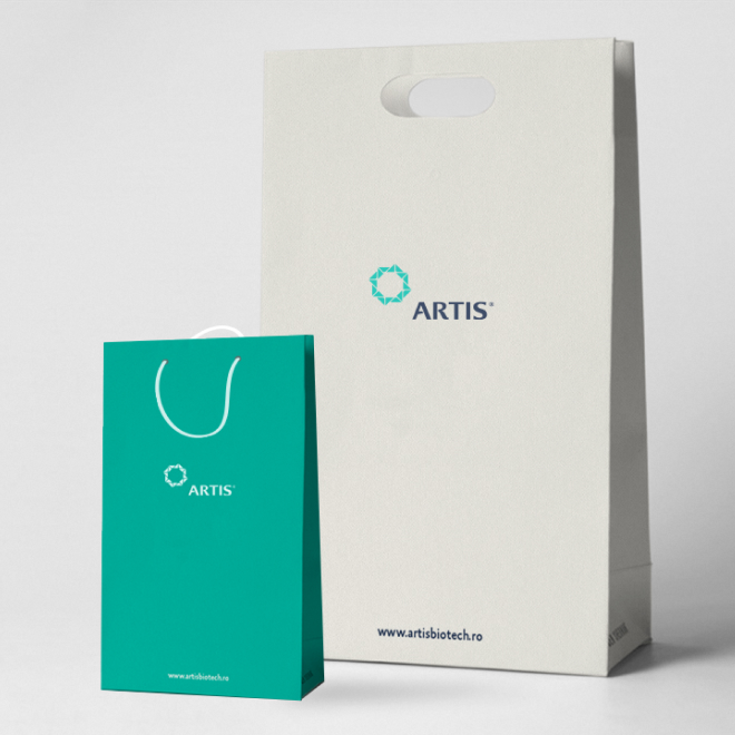 Corporate design examples created by Rainfall, a branding agency from Arad, for Artis Bio Tech.