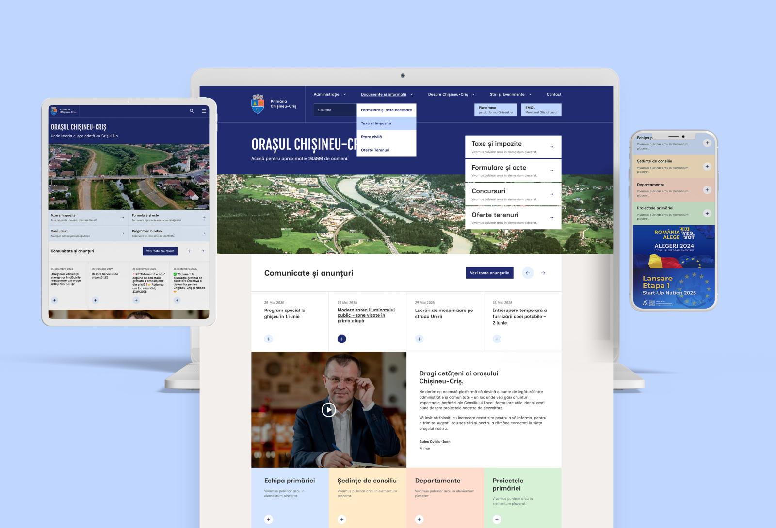 The expanded version of the Chișineu-Criș City Hall website was redesigned by the Rainfall agency.