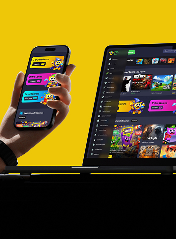 Online gaming platform in a coherent brand, with a modern visual identity.