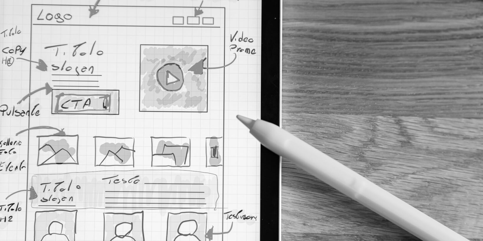 Image representing the design process behind a website.