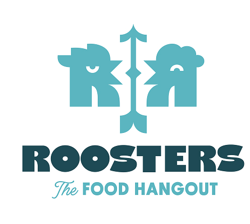 Roosters logo and visual identity design for a fried chicken restaurant brand