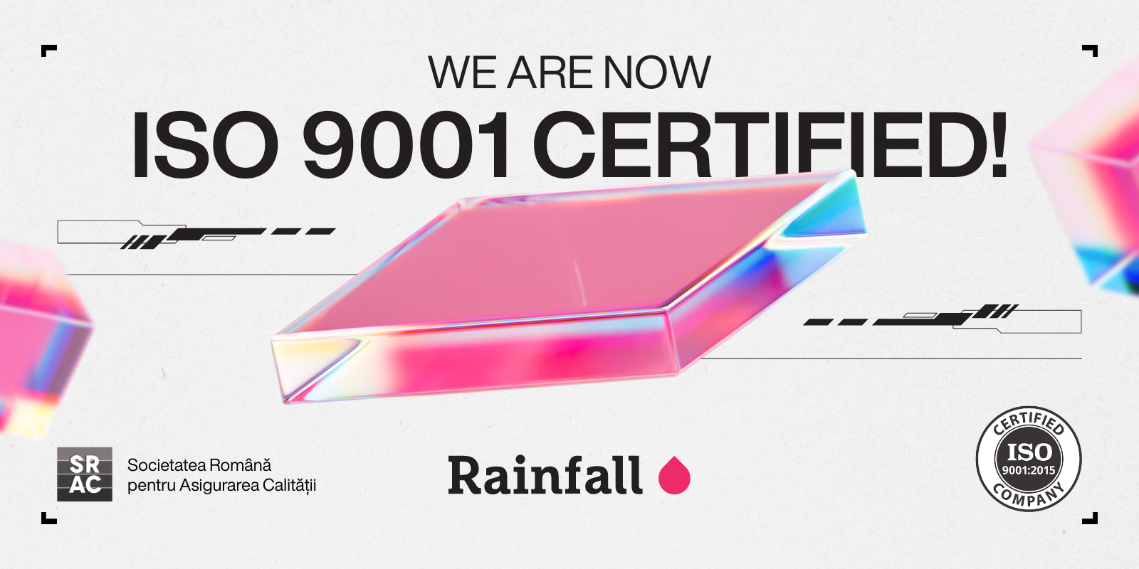Image showing the ISO 9001 certification obtained by the Rainfall agency.