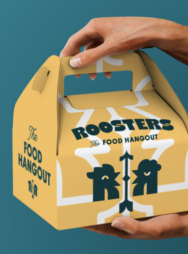 Branding and visual identity for Roosters fried chicken restaurant in Arad, created by Rainfall